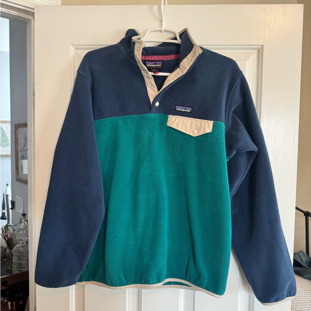 Patagonia Navy and Teal Fleece Pullover